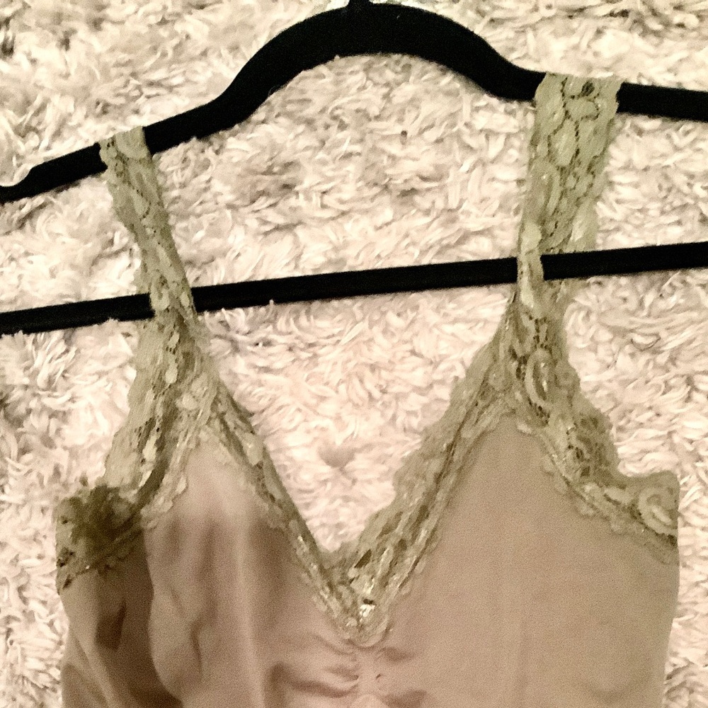 Olive Green fitted tank with lace straps extra small